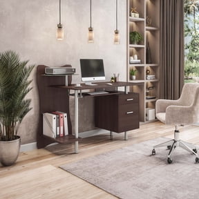 Techni Mobili Stylish Contemporary Computer Desk with Storage, Chocolate RTA-325-CH36