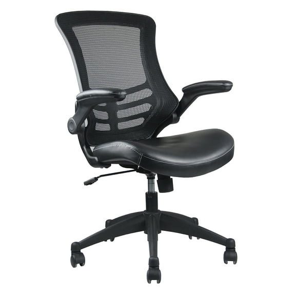 Techni Mobili Stylish Mid-Back Mesh Office Chair with Adjustable Arms, Black RTA-8070-BK