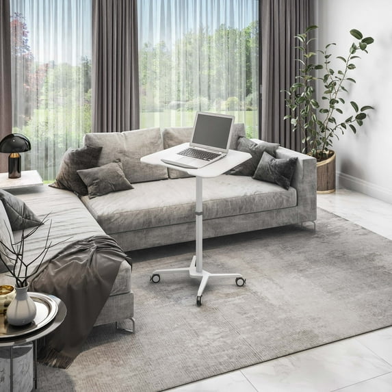 Techni Mobili White Sit to Stand Mobile Laptop Computer Stand, Height ...