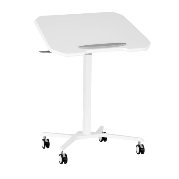 Techni Mobili White Sit to Stand Mobile Laptop Computer Stand with Height Adjustable RTA-B008-WHT