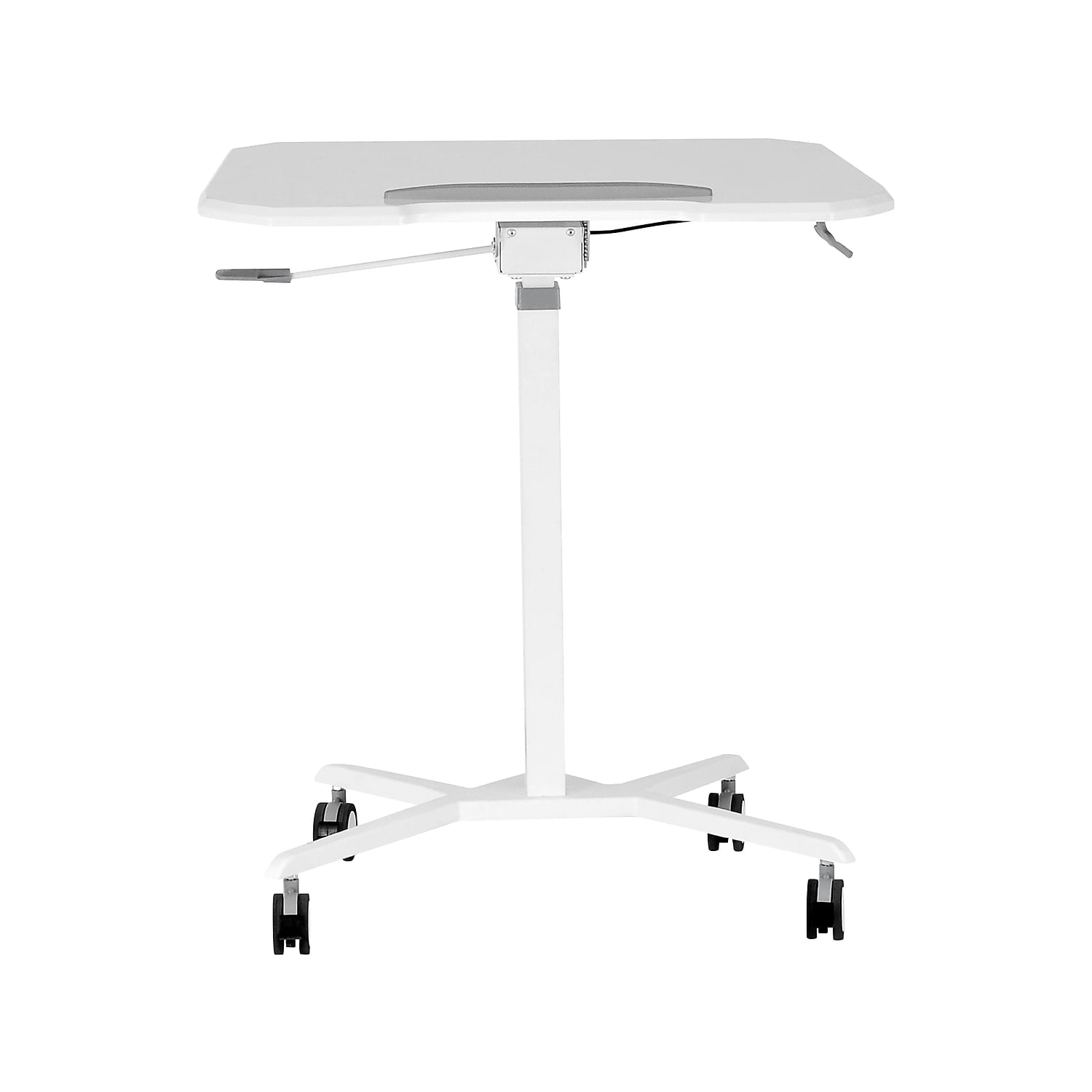 White Adjustable Height Mobile Laptop Stand with Steel Frame