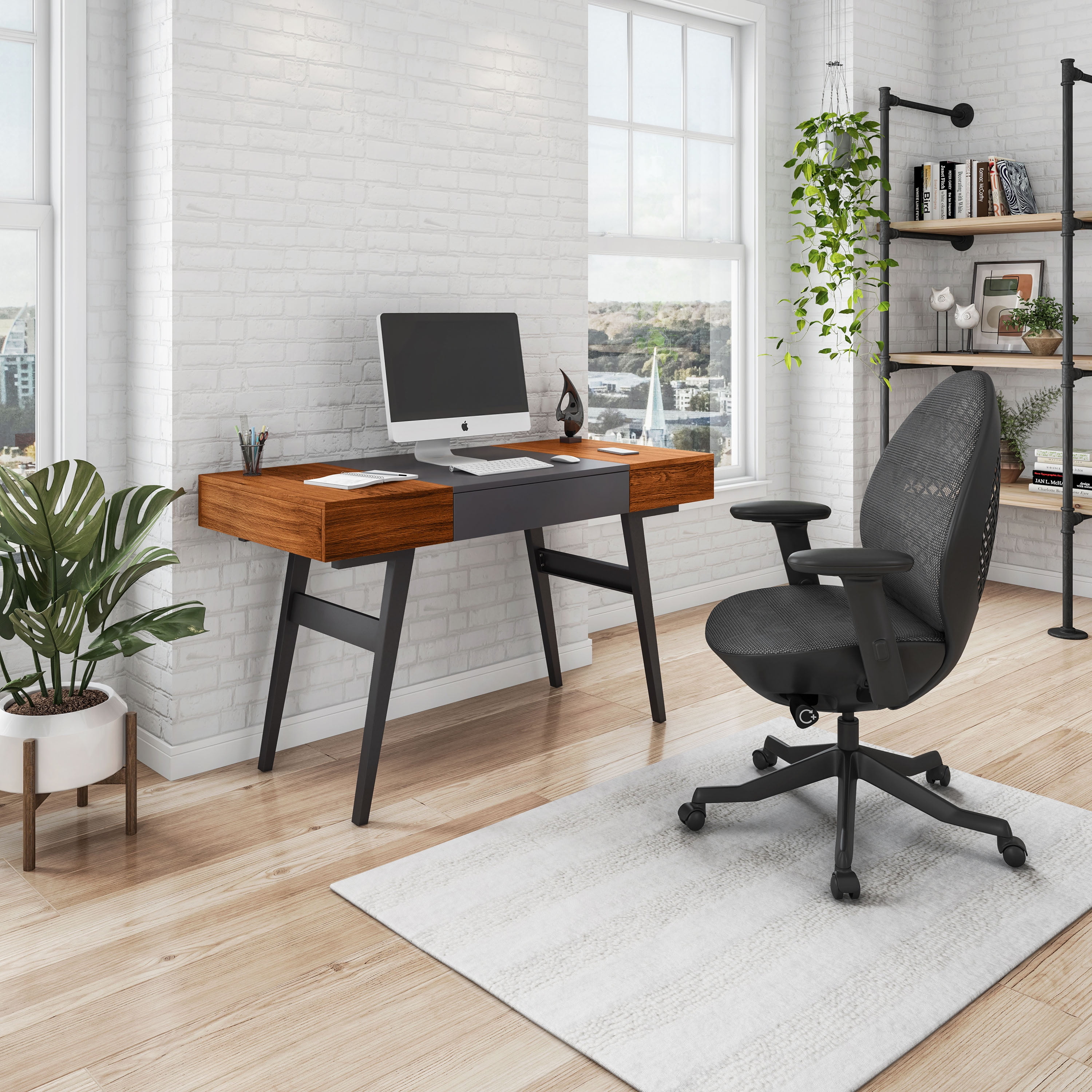Techni Mobili Expandable Modern Desk Mahogany