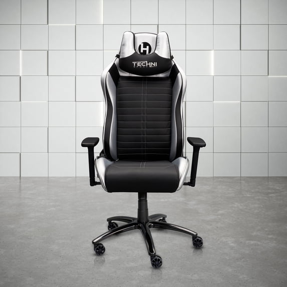 Techni Sport Ergonomic Racing Style Gaming Chair with Memory Foam Seat, Silver RTA-TS62C-SIL