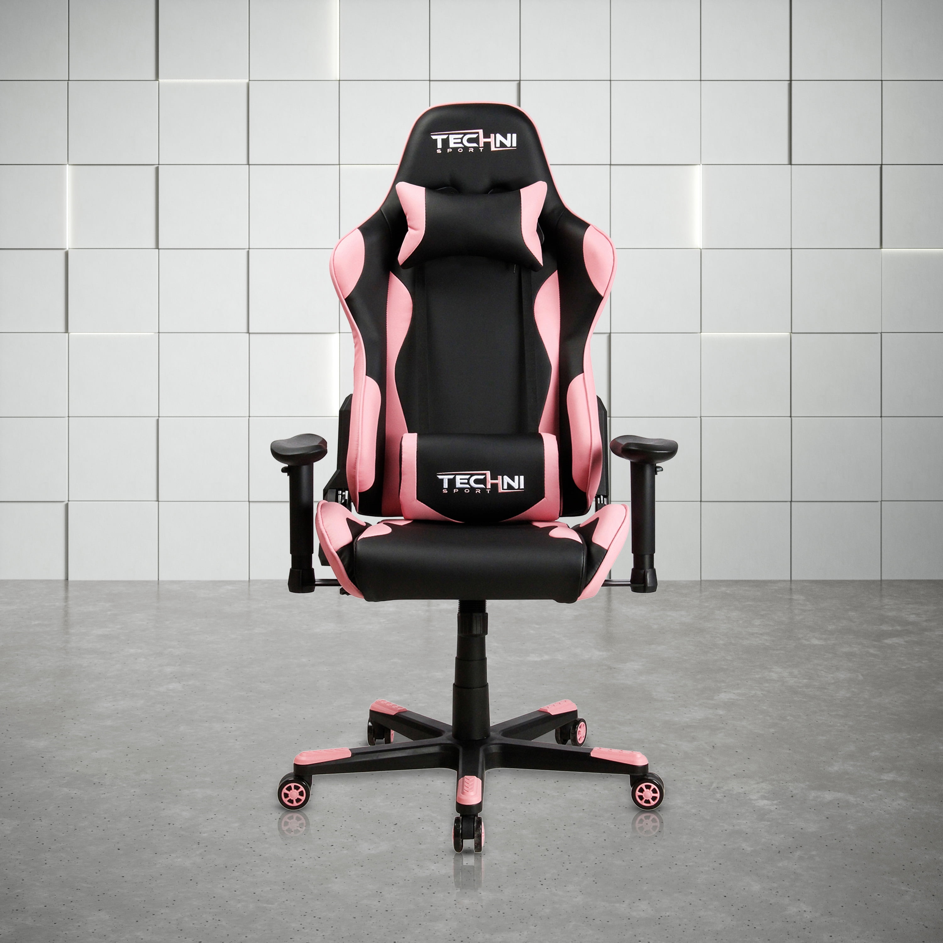 Pink and Black Ergonomic Faux Leather Adjustable Gaming Chair