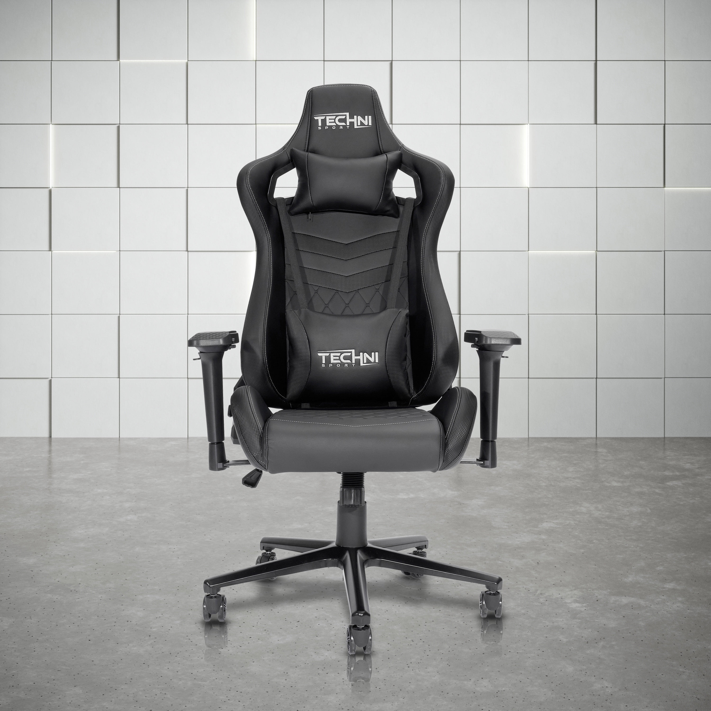 Black Ergonomic Steel Gaming Chair with Adjustable Armrests