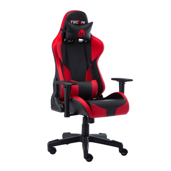 53" Vibrant Black and Red Unique Techni Sports TS-90 Comfortable Gaming Chair