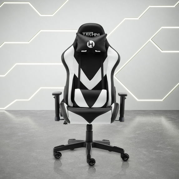 Techni Sport TS-92 Office-PC Gaming Chair with Molded Foam Seat and Back, Black/ White RTA-TS92-WHT