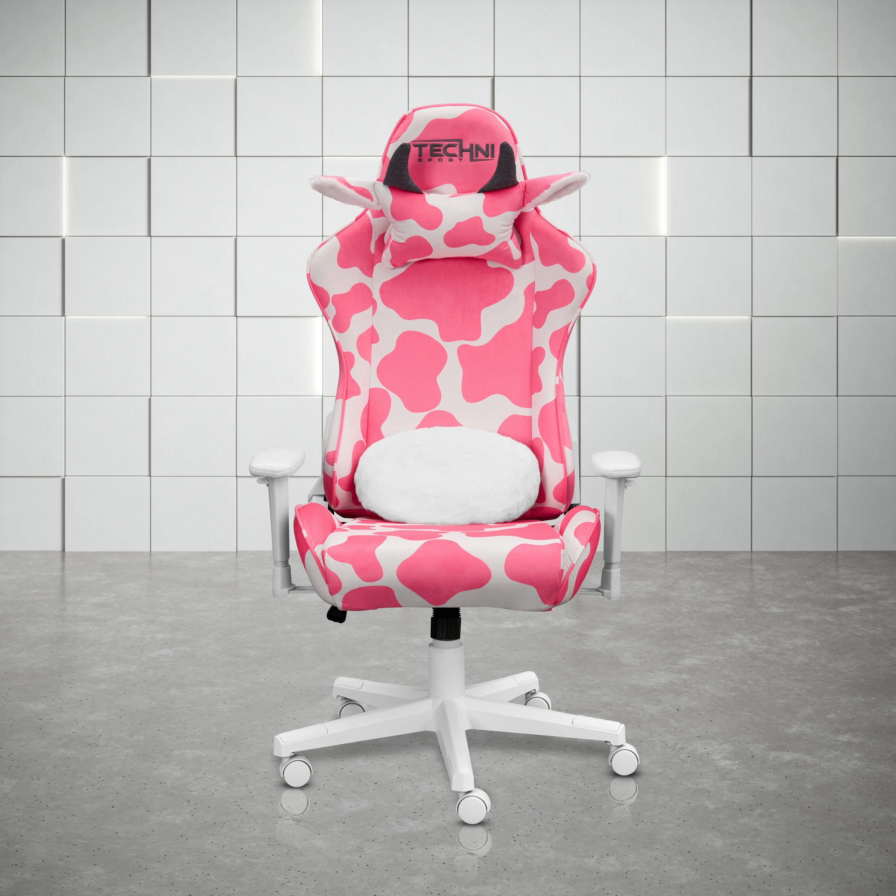 pinktea  Techni Sport - TS85 Pink Cow Series, Gaming Chair with High