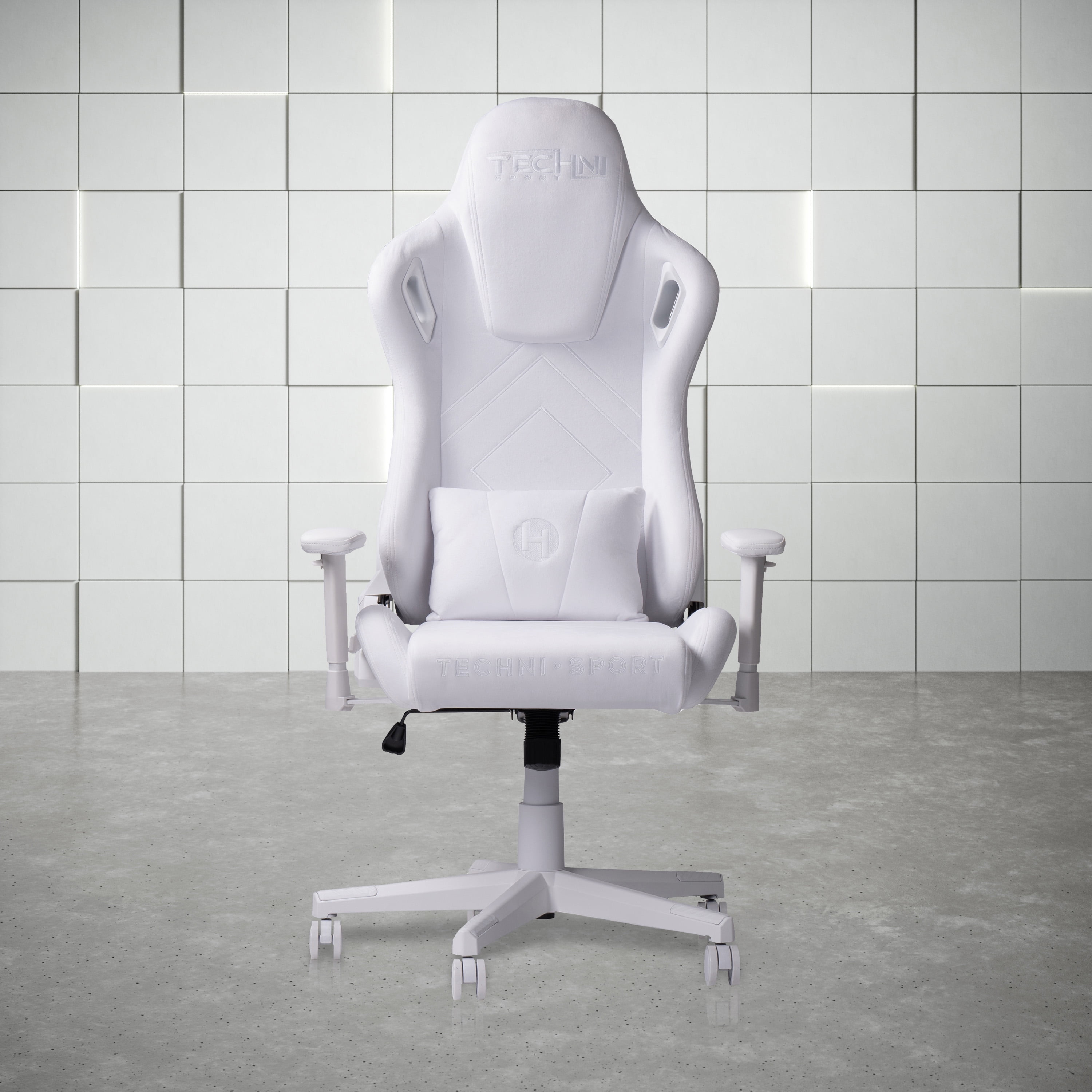 White Velvet Memory Foam Ergonomic Gaming Chair with Adjustable Arms