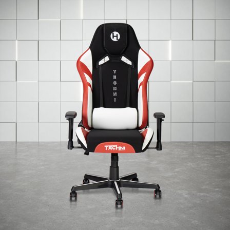 Techni Sport TSF72 Echo Gaming Chair, Black with Red and White RTA-TSF72-BK