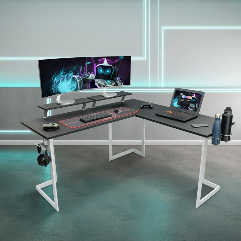 Techni Sport Warrior L Shaped Gaming Desk with Headphone Holder