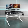 thumbnail image 1 of Techni Sport White Stryker Gaming Desk with Headphone Holder and Shelving, White, 1 of 12