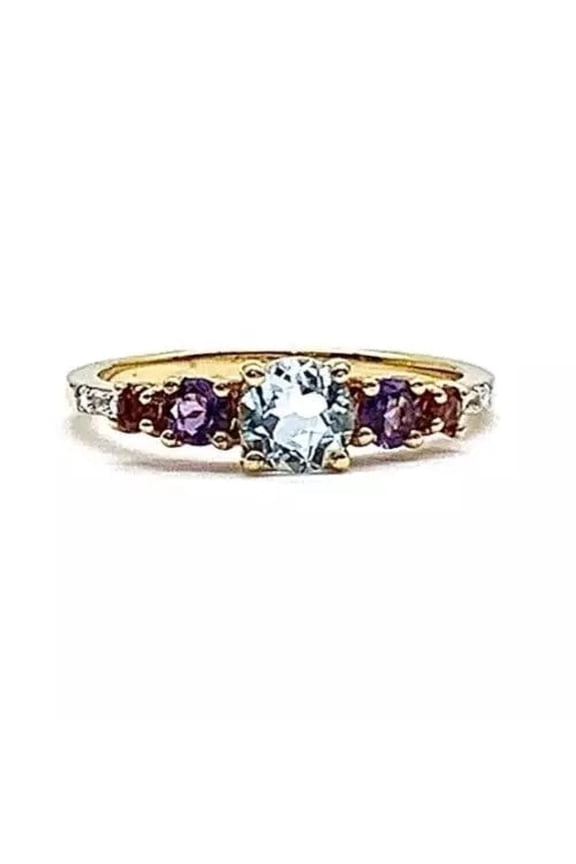 Sterling Silver Goldclad Multi-Gem Ring - Size 7