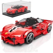 Technic Car Building Sets, Model Car Set with Display Case, Red Racing for Boys 8+, Collectible Sports Cars Kit Toy Blocks Display for Adults 374 Pieces