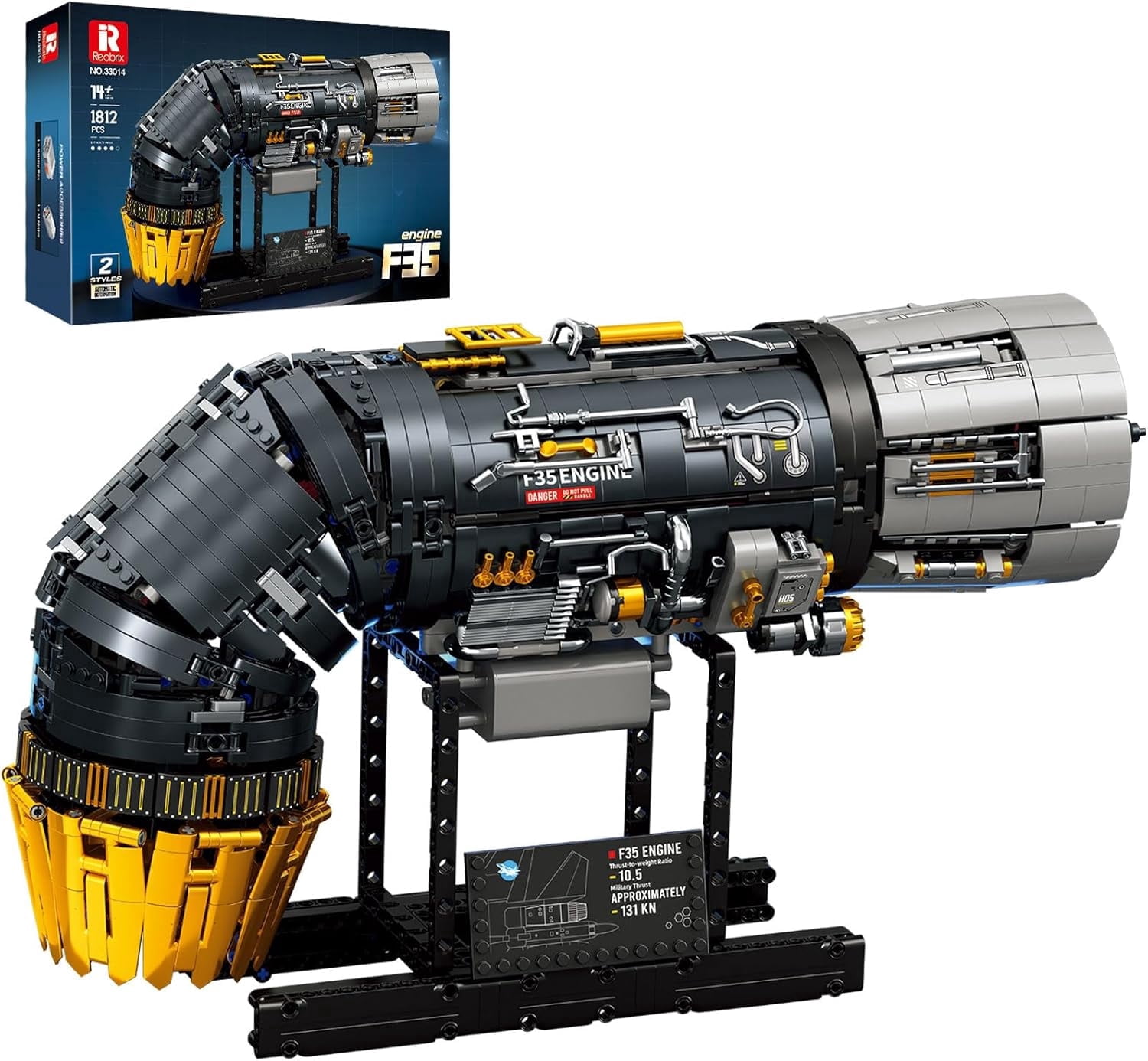 Technic  F35 Engine Building Block Sets for Adults 33014, Mechanical Building Blocks with Motor, F35 Fighter Jet Engine Model Kit Technic Engine