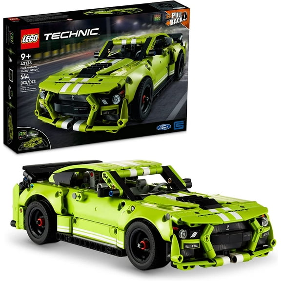 Technic Ford Mustang Shelby GT500 Building Set 42138 - Pull Back Drag Race Toy Car Model Kit, Featuring AR App for Fast Action Play, Great Gift for Boys, Girls, and Teens Ages 9+