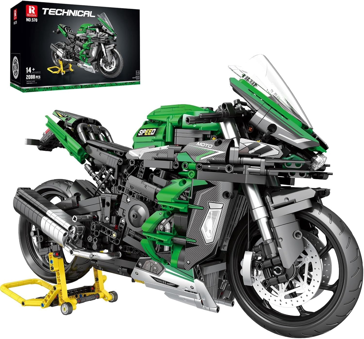 Technic Motorcycle Building Sets for Adults, 1:5 Scale H2 SX SE Motorcycle Bike Model, Cool Technical Motorcycle Car Model Display for Home or Office Decor (2088 PCS)