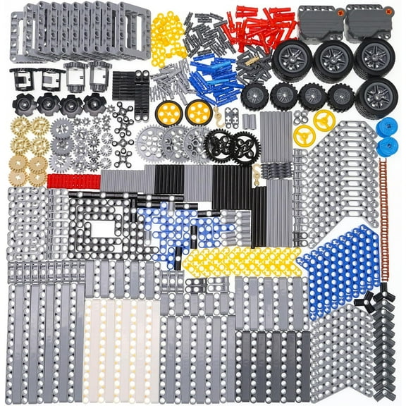 Technic-Parts 529Pieces Technic Gear and Beam Set, Compatible with Technic Parts Brand, Technical Parts Frame Axle Pins Wheels Tire Bricks Parts Assortment Package