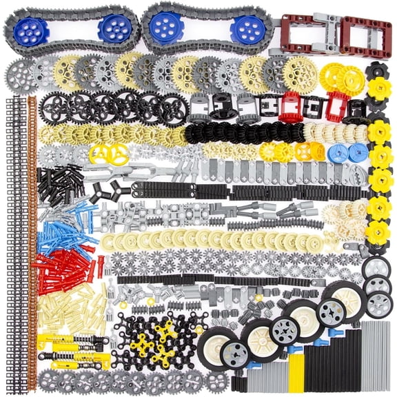 Technic Parts for Lego Kits, 900+ Pieces Car Gear Axle Pin Chain Link Tire Wheels Building Blocks Set - Compatible with Major Brands