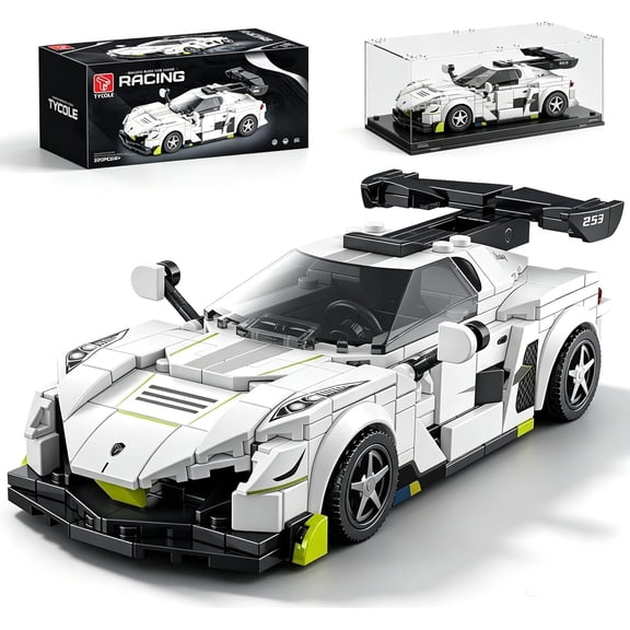 Technic Sports Cars Building Block Set with Display Case, Speed Race Car Building Toys, Collectible Model Cars for Home Decor (320+pcs)