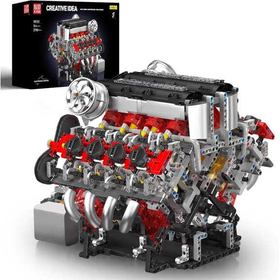 10130 V8 Engine Model Kit, Surper Car Engine that Works with Motor, Buildabe STEM Physical Science Educational Toy, Hobby Building Set for Adults (2718 Pieces)