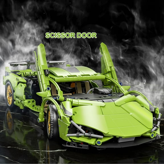 Technical Green Sports Car Building Block Set  Advanced Racing Model with Mechanical Features, ABS Vehicle Construction Kit