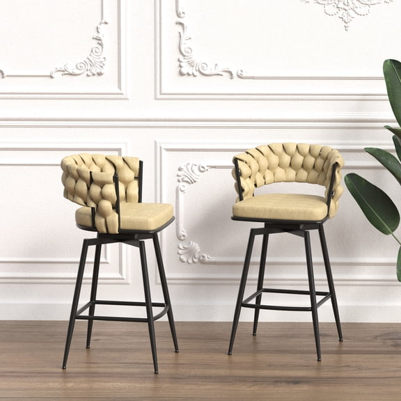 Technical Leather, Padded Swivel Chairs / Fit for Kitchen Relaxing Time, Wide Seat