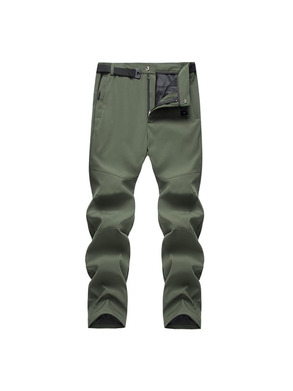 Technical Pants for Men Big and Tall with Belt Zipper Pockets Plus Size Waterproof Straight Leg Stretchy Comfort Solid Outdoor Jogger Hiking Trousers