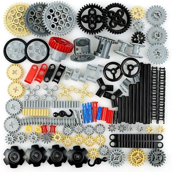 Technical Parts Pieces Building Set Accessories, Gears Pins Connectors ...