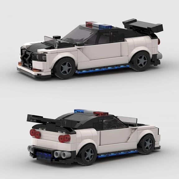 Technical Police Van Moc R34 GTR City Speed Champion Sports Car SWAT Racing Vehicle Building Blocks Brick Kid Educational Toy