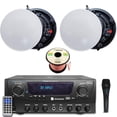 thumbnail image 1 of Technical Pro 1000W Bluetooth Home Audio System Kit with 2x 8" Frameless Ceiling Speakers, Mic, 50 ft Speaker Wire, Remote for Home Office Restaurant Bar Use, 1 of 10
