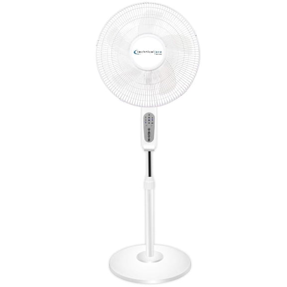 Technical Pro 16-Inch Smart WiFi Pedestal Fan, 3-Speed Oscillating Standing Fan with Adjustable Height, 270 Oscillation, Timer, Sleep Mode, Alexa & Google Compatibility, White