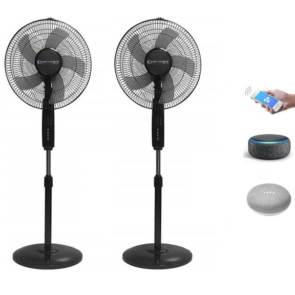 Technical Pro 16 Inch WIFI Standing Fan Black Oscillating Smart Home Compatible
