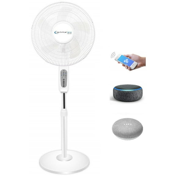 Technical Pro 16 Inch Wifi Standing Fan Oscillating Black White Amazon Alexa Google Home