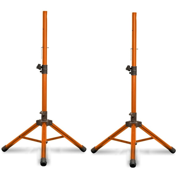 Technical Pro 2 Pack Orange Tripod Speaker Stands Steel 40 lbs Capacity Adjustable Height