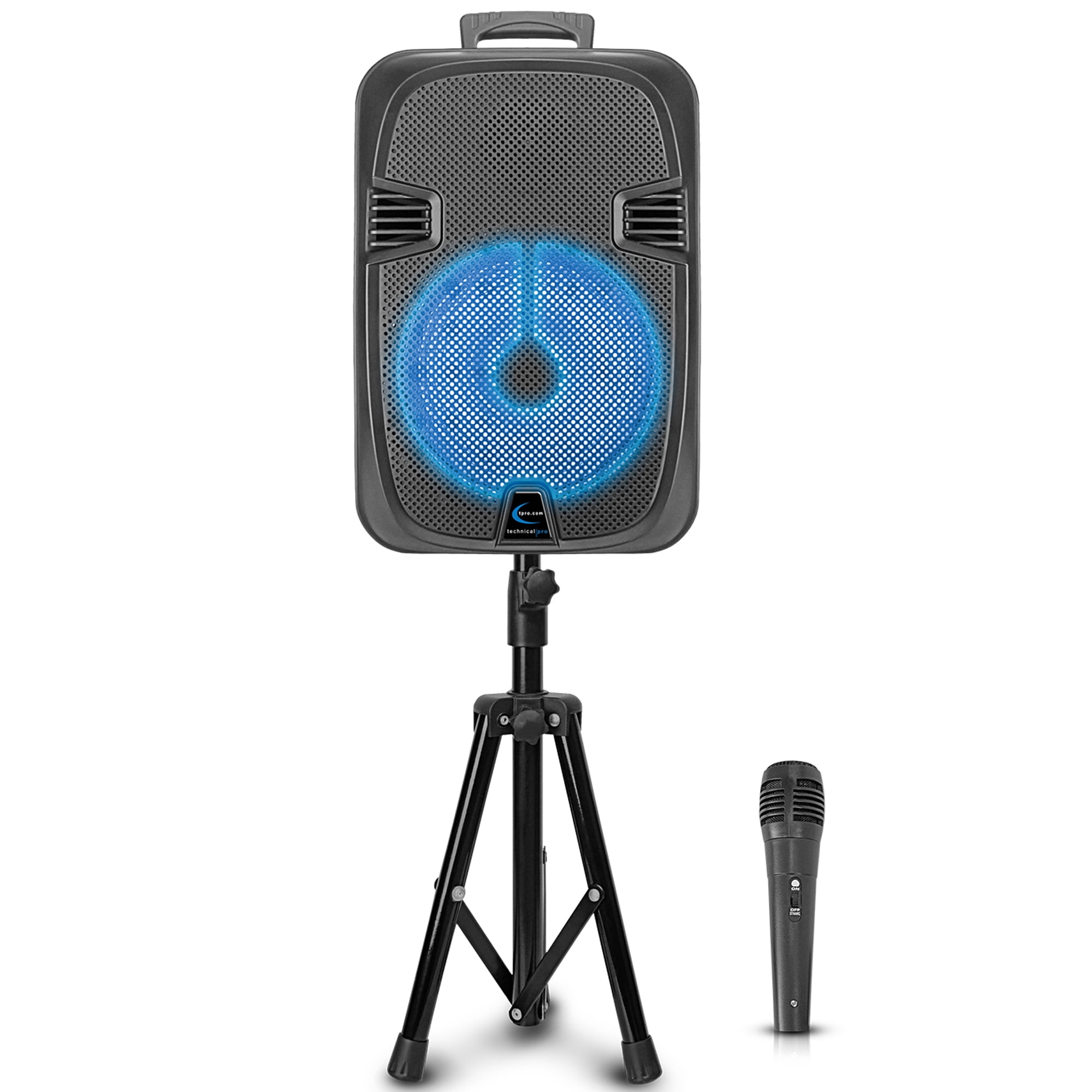 Technical Pro 12 Inch Bluetooth LED Speaker 2000 Watts Rechargeable Tripod Included