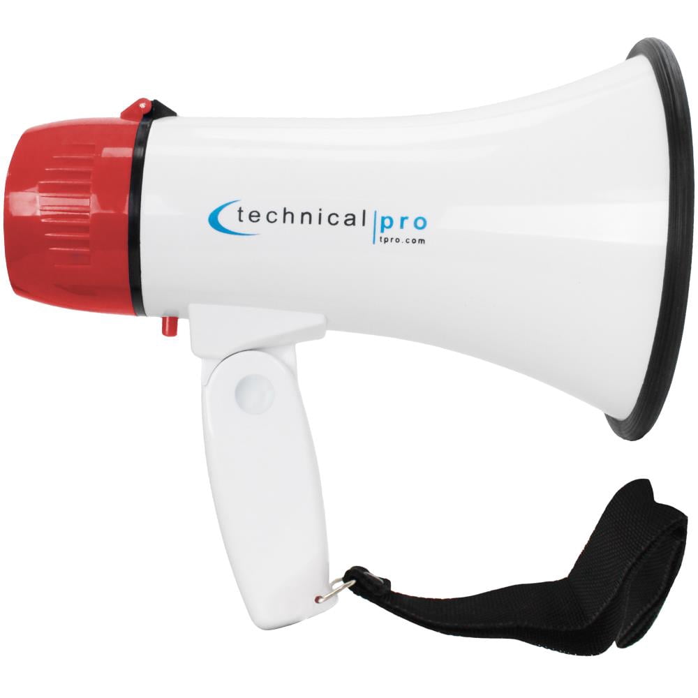 Technical Pro 25W Megaphone Bullhorn, 600 Ft Range, Voice Record ...