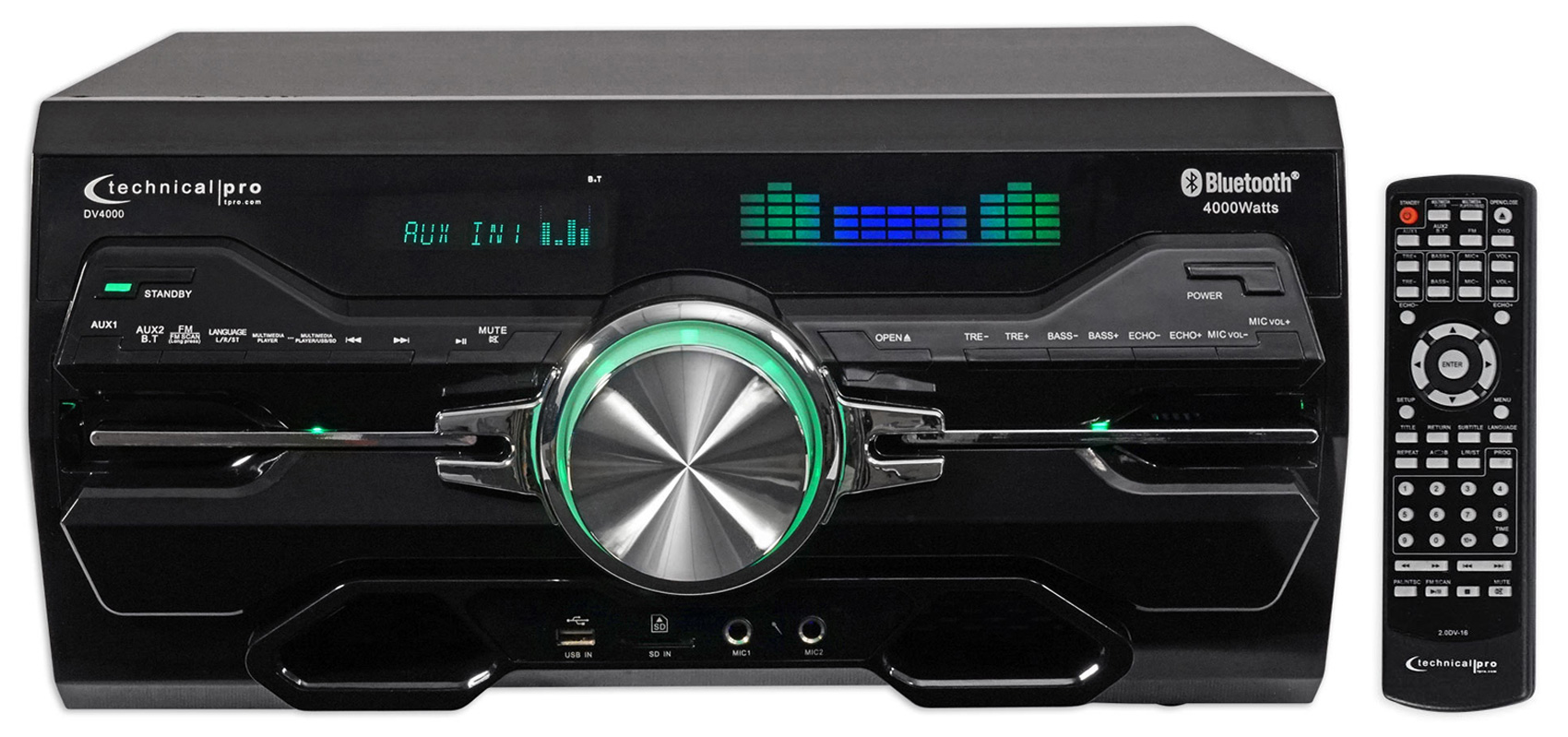 Technical Pro 4000W Karaoke Receiver/Amplifier/DVD/CD-G Player, Bluetooth/USB/FM - image 1 of 6