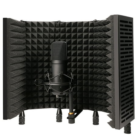 Technical Pro 5-Panel Microphone Isolation Shield Portable Acoustic Foam Black