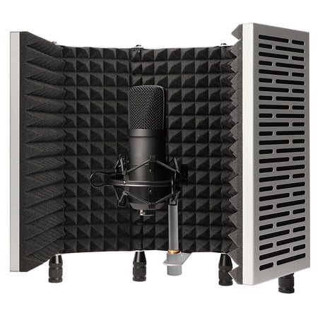 Technical Pro 5-Panel Microphone Isolation Shield Portable Acoustic Foam Black