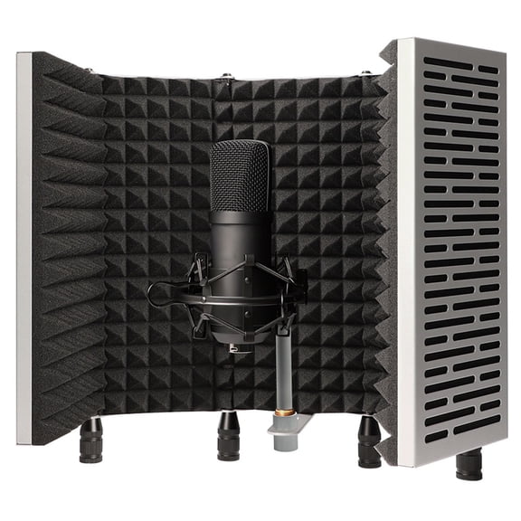 Technical Pro 5-Panel Microphone Isolation Shield Portable Acoustic Foam Black