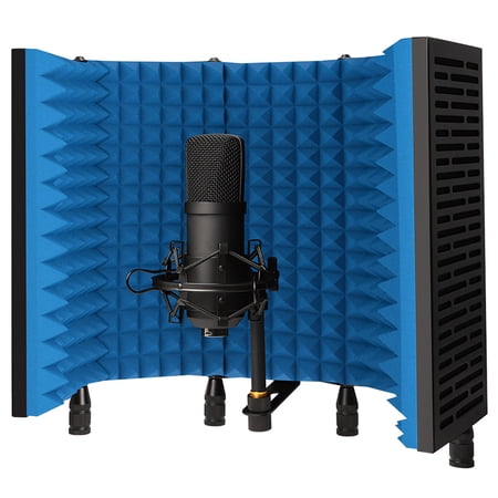Technical Pro 5-Panel Microphone Isolation Shield Portable Acoustic Foam Black