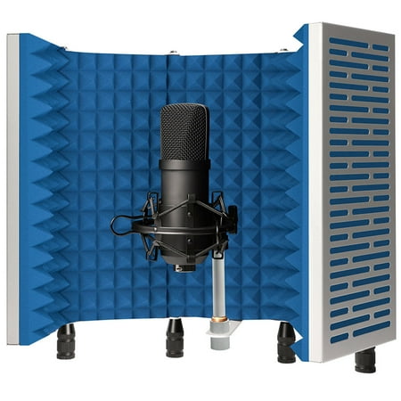 Technical Pro 5-Panel Microphone Isolation Shield Portable Acoustic Foam Black