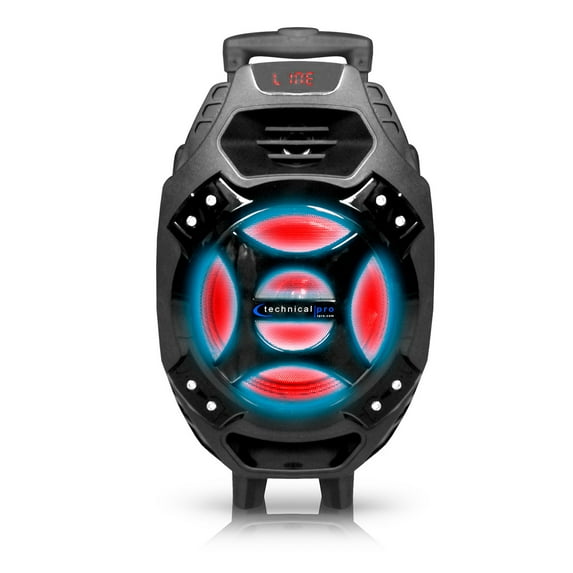 (Open Box) Technical Pro 600 watts Rechargeable Bluetooth Speakers with Built-in battery, USB and SD card, 1 Microphone and AUX Input, Whee