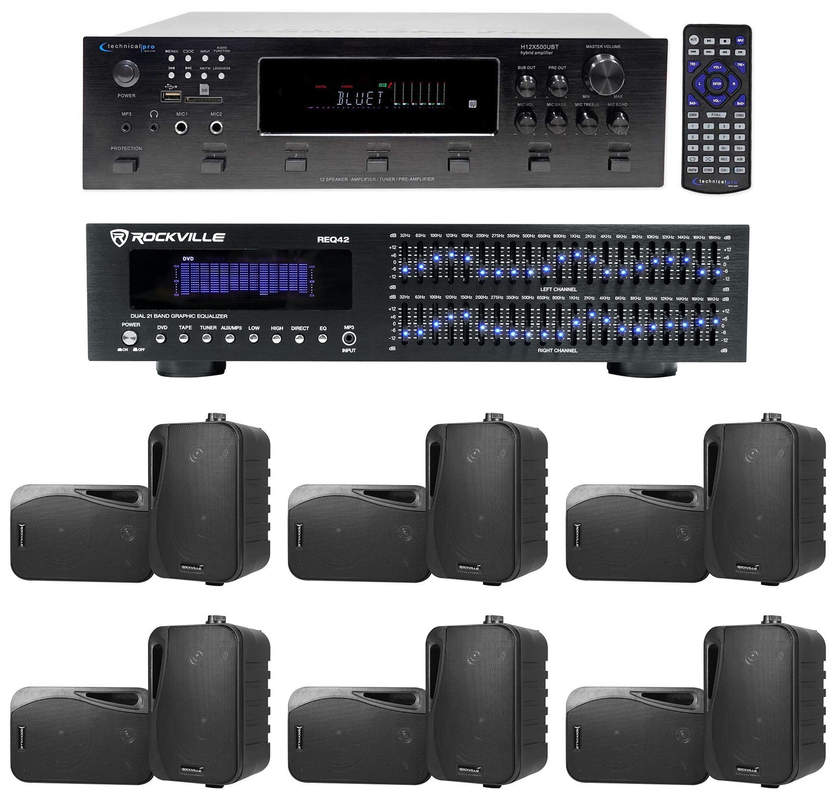 Technical Audio Receiver Technical Pro 6000w 6-Zone, Home Theater Bluetooth Receiver +12) 4 ...