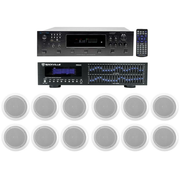 Technical Pro 6000w 6-Zone, Home Theater Bluetooth Receiver+12) 6.5" Speakers+EQ