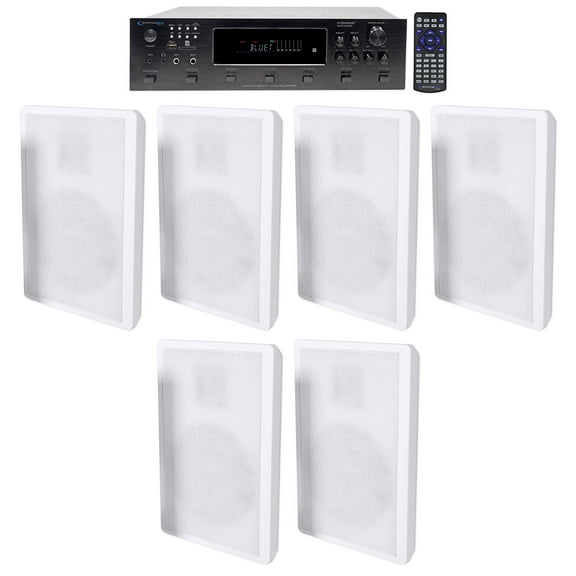 Technical Pro 6000w 6-Zone Home Theater Bluetooth Receiver+(6) Wall Speakers