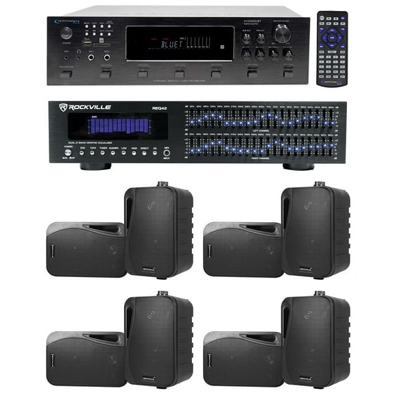 Technical Pro 6000w 6) Zone, Home Theater Bluetooth Receiver+(8) 4" Speakers+EQ