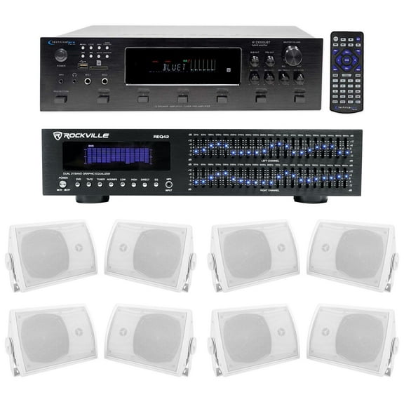 Technical Pro 6000w 6) Zone Home Theater Bluetooth Receiver+8) 5.25" Speakers+EQ