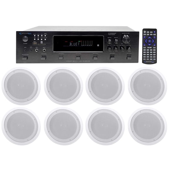 Technical Pro 6000w (6) Zone, Home Theater Bluetooth Receiver+(8) 8" Speakers